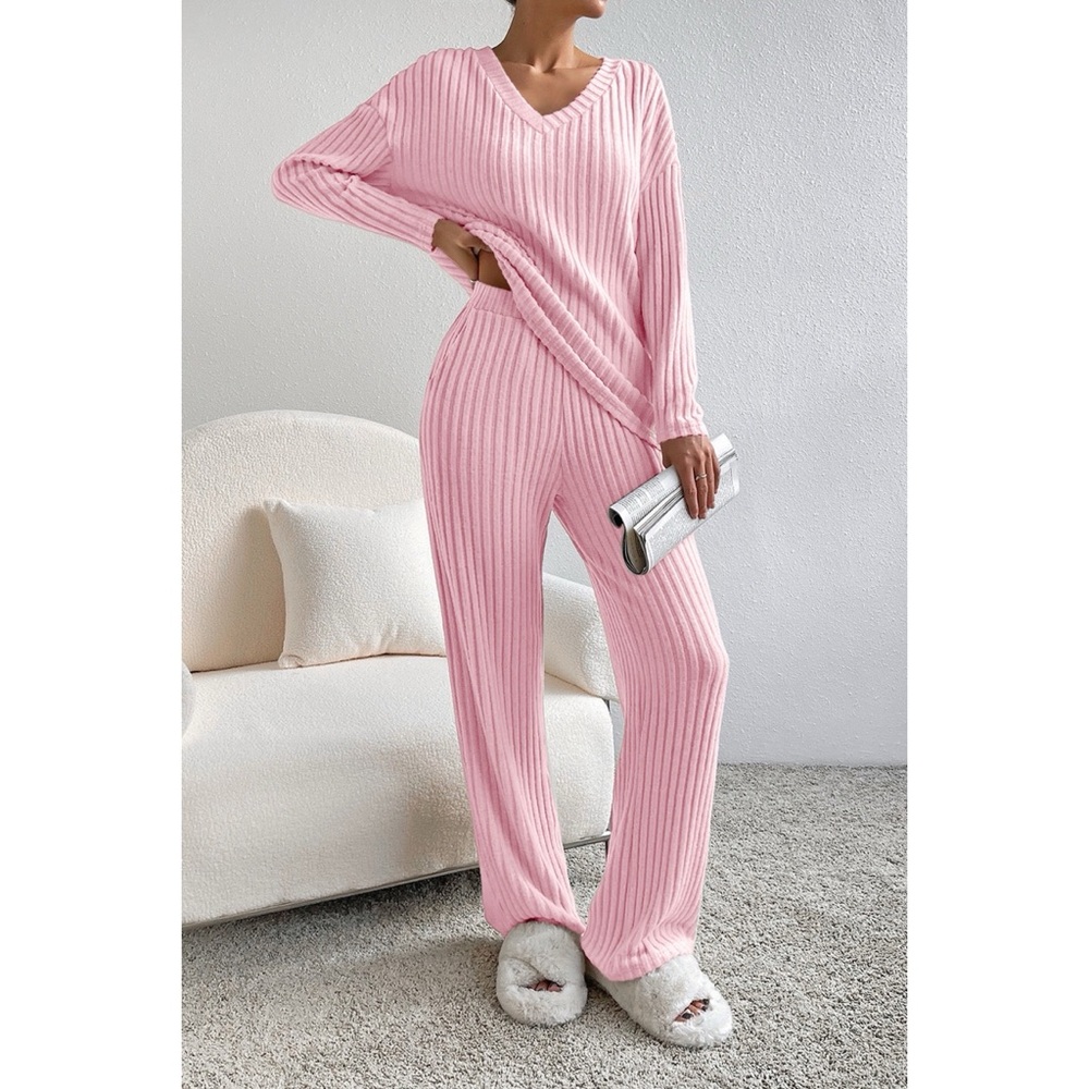 Light Pink Ribbed 2 Piece Set